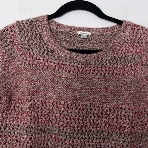 Fossil Striped Woven Metallic Knit Merino Wool Lambswool Cashmere Sweater XS - Picture 3 of 7